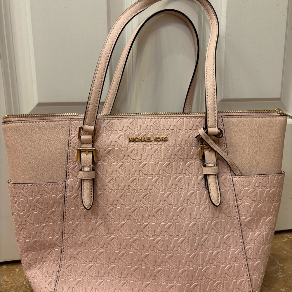 Michael Kors Blush Pink MK Logo Embossed Tote